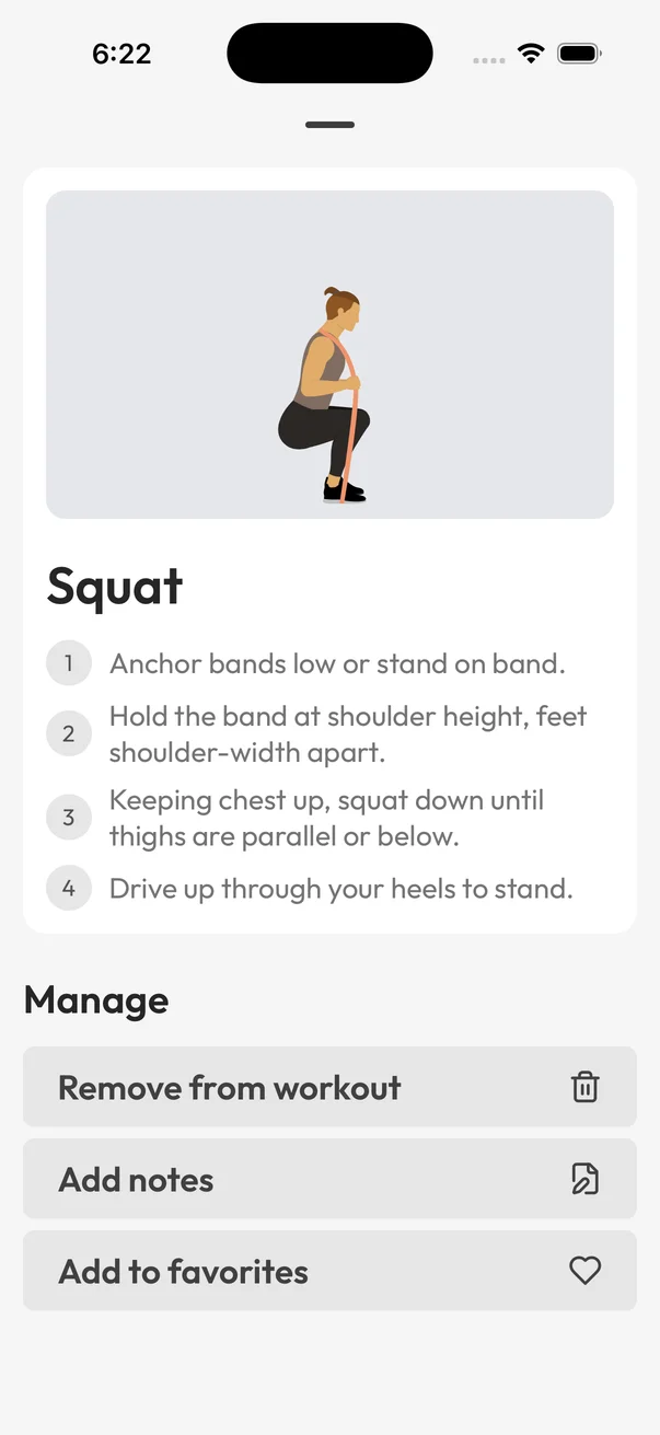 Exercise screen